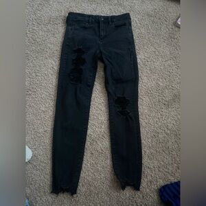 American Eagle Outfitters Black Distressed Skinny Jeans